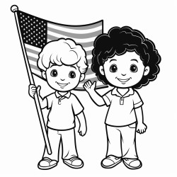 2 kids with brazil and usa holding a flag