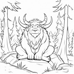 a yak meditating in the forest