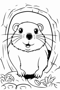 mole looks out of a mole hole