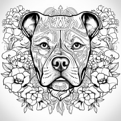 a pitbull with skulls