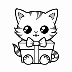 cat from a gift box