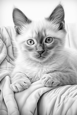 young siamese kitten playing on the couch with an sokoto kitten