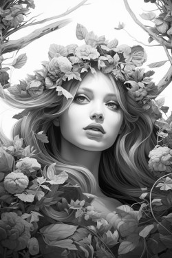 goddess of nature surrounded by plants