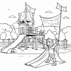 playground with a kite slide knight and light