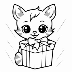 cat from a gift box