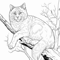 scottish wildcat on a tree branch