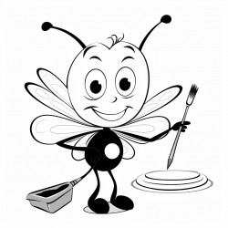 an ant holding a paintbrush