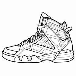 a basketball shoe with a triangular pattern and bold lines