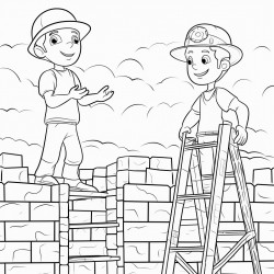 summer construction theme brickwork drywall scaffolding