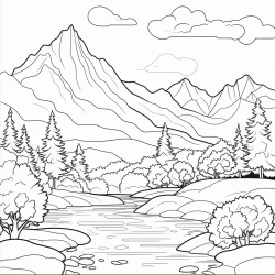 paysage de montagne avec des animaux