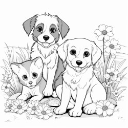 puppies in the garden