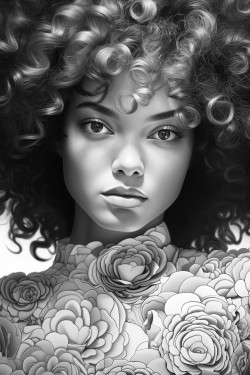 black woman with afro mosaic