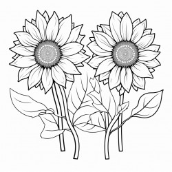 four sunflowers that are spaced apart so they are not touching
