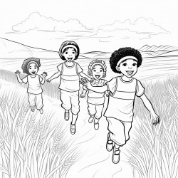 black hebrew children playing in the wheat field