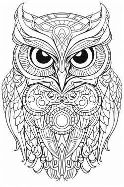 owl coloring page with mandala style