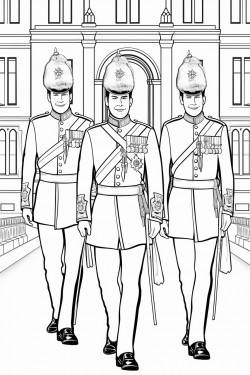 united kingdom kings guards in changing ceremony