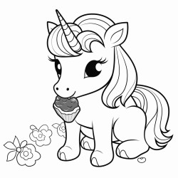 unicorn eating a strawberry