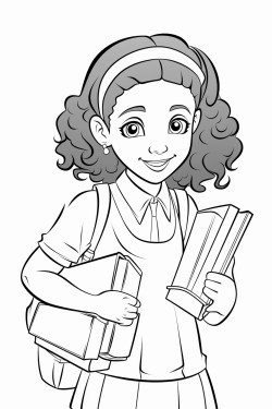 beautiful african american female high school student smiling and holding her books