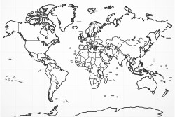world map with countries and oceans