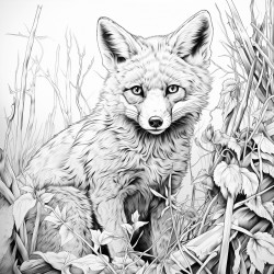 red fox eating bamboo