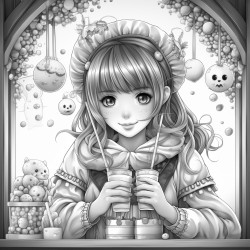 cute girl inside bubble tea