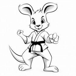 a cartoon kangaroo karate kicking