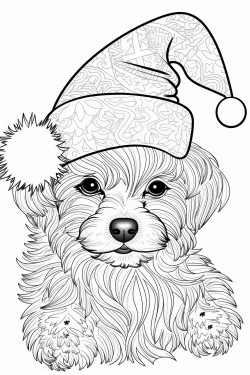 cute puppy with a christmas hat