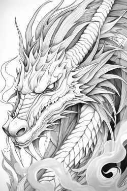un dragon mignon et charmant qui sourit avec tout autour des toiles des flames et des curs