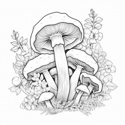 mushrooms and flowers