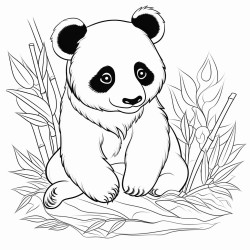 panda z plecakiem wchodzca po grach z malutk pand