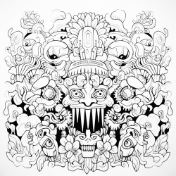 psychedelic lions den with flowers and aliens