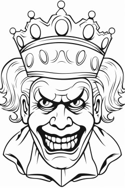 a creepy clown with a really creepy frown