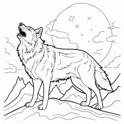 a wolf howling at the moon
