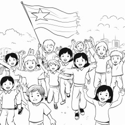 people held vietnamese flags and threw flowers everywhere