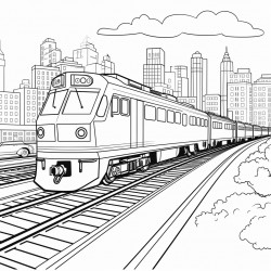 long freight train in the city