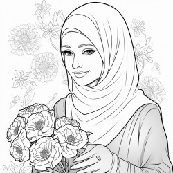 muslim woman with flowers and diamond