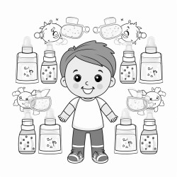 school readiness coloring that includes written label of preschool germ theme