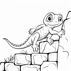 a gecko climbing up a wall