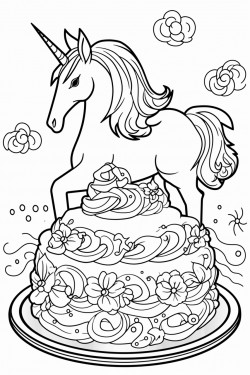 a shimmering unicorn cake with a majestic fondant unicorn perched on top