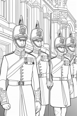 united kingdom kings guards in changing ceremony