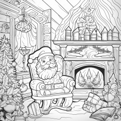 cozy cute christmas coloring book page no color bold and black lines