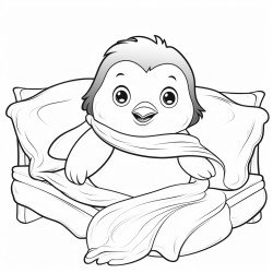 penguin in bed