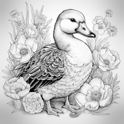 little goose design with flower