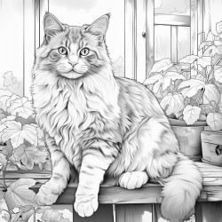 a norwegian forest cat in a house