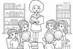 plus size black female teacher providing a lesson to students in her cute aesthetic classroom
