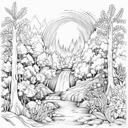 forest with a rainbow