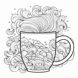 coffee mug upscaled  thick black outline