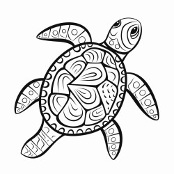 kids coloring page with turtle black and white simple line art style minimalist drawing white background style raw