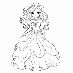 girl long hair gala dress long gloves
