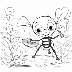ant in the forest and a paint brush